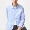 Unisex-skjorte i bredvevd stoff | Vanlig krage | Stripet