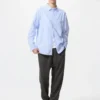 Unisex-skjorte i bredvevd stoff | Vanlig krage | Stripet