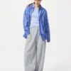 Unisex-skjorte i bredvevd stoff | Vanlig krage | Stripet