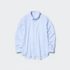 Unisex-skjorte i bredvevd stoff | Vanlig krage | Stripet
