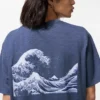 Unisex Ukiyo-E Blue UT grafisk T-skjorte