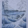 Unisex Ukiyo-E Blue UT grafisk T-skjorte
