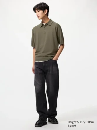 Unisex vaskbar strikket pologensere | Kort erme