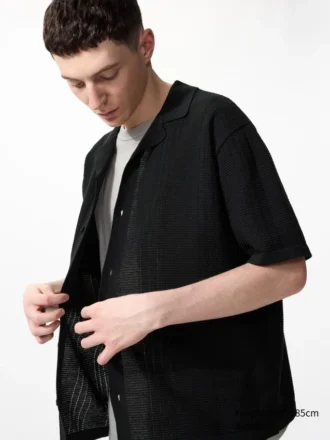 Unisex vaskbar strikket skjorte | Kort erme
