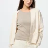 V-halset cardigan i glatt bomull for damer