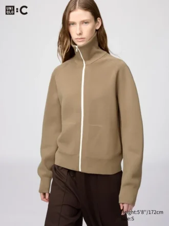 Vaskbar Milano-ribbet cardigan med hel glidelås for damer