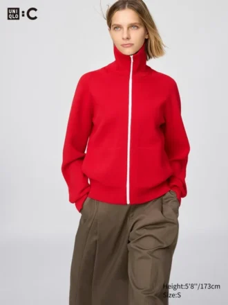 Vaskbar Milano-ribbet cardigan med hel glidelås for damer