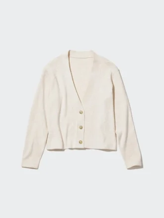 Vaskbar ribbestrikket cardigan for kvinner