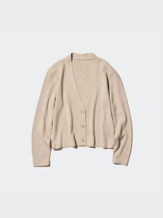Vaskbar ribbestrikket cardigan for kvinner