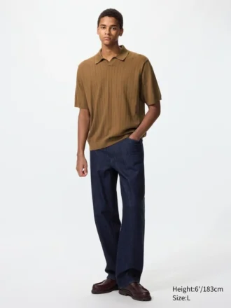 Vaskbar strikket Skipper-pologensere for menn