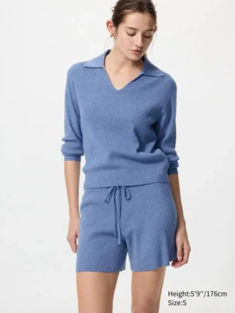 Vaskbare ribbestrikkede shorts for kvinner