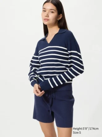 Vaskbare ribbestrikkede shorts for kvinner
