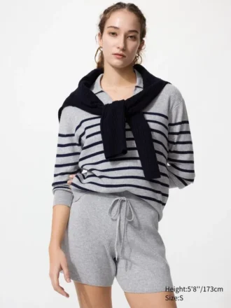 Vaskbare ribbestrikkede shorts for kvinner