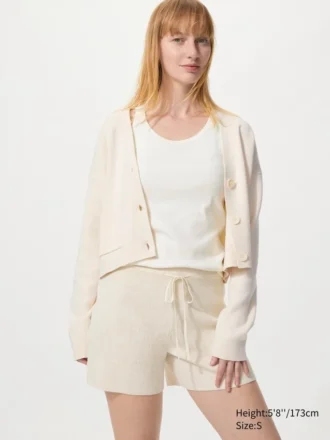 Vaskbare ribbestrikkede shorts for kvinner